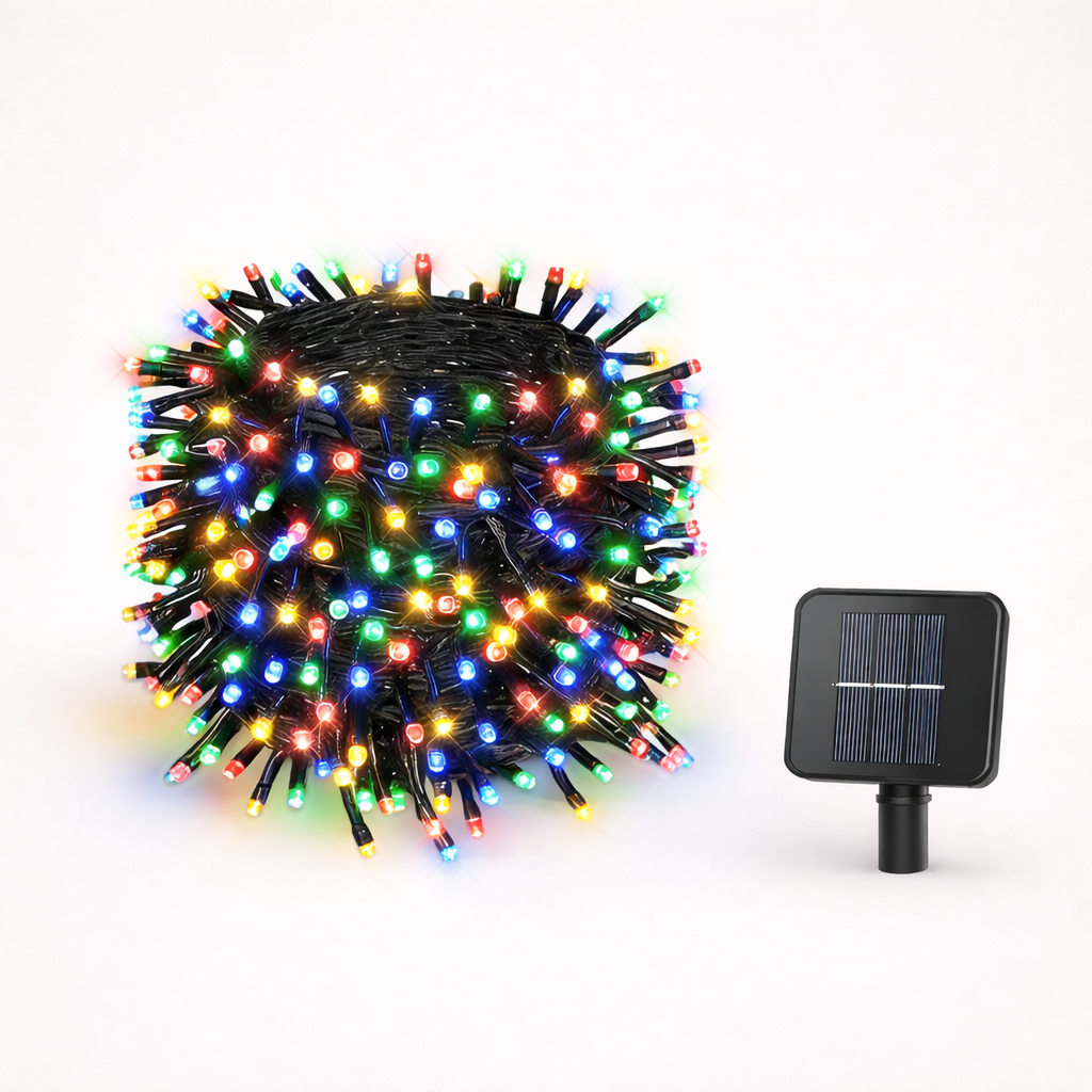 Instalație cu încărcare solară, 30m/300 LED, MULTICOLORĂ