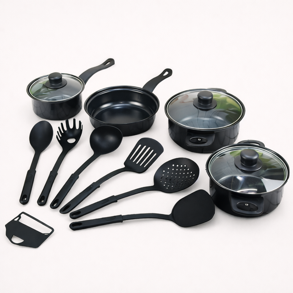 Set 13 piese oale și tigăi antiderapante cu accesorii