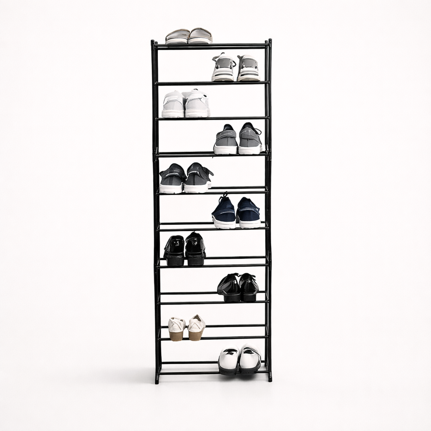 Dulap incaltaminte pentru 30 perechi, reglabil, negru, 69x16x140cm