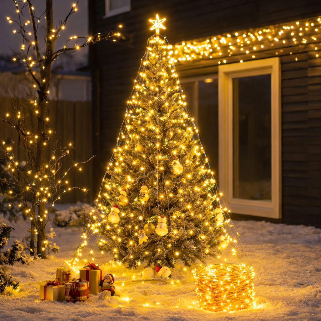 Instalatie solara luminoasa cu LED pe fir de cupru