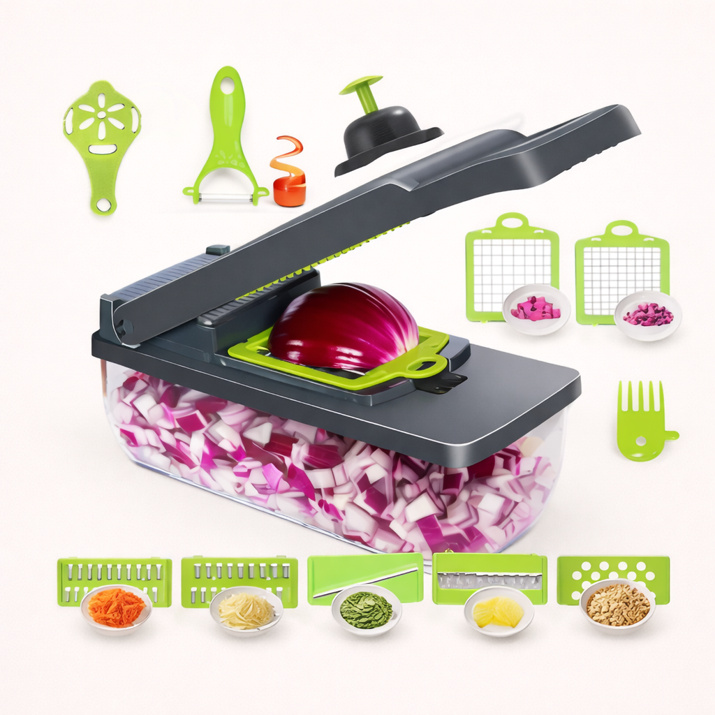 Razatoare fructe si legume, 14 piese, cu maner de protectie