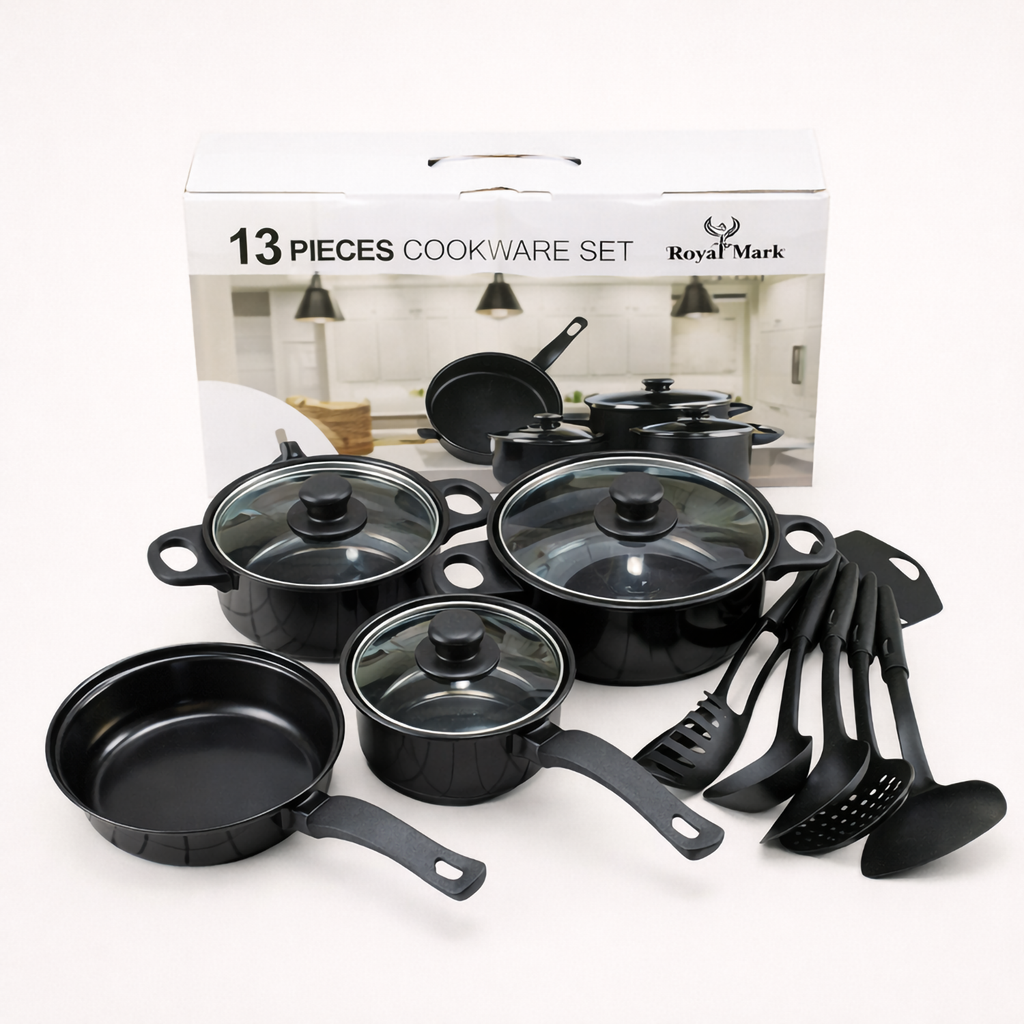 Set 13 piese oale și tigăi antiderapante cu accesorii