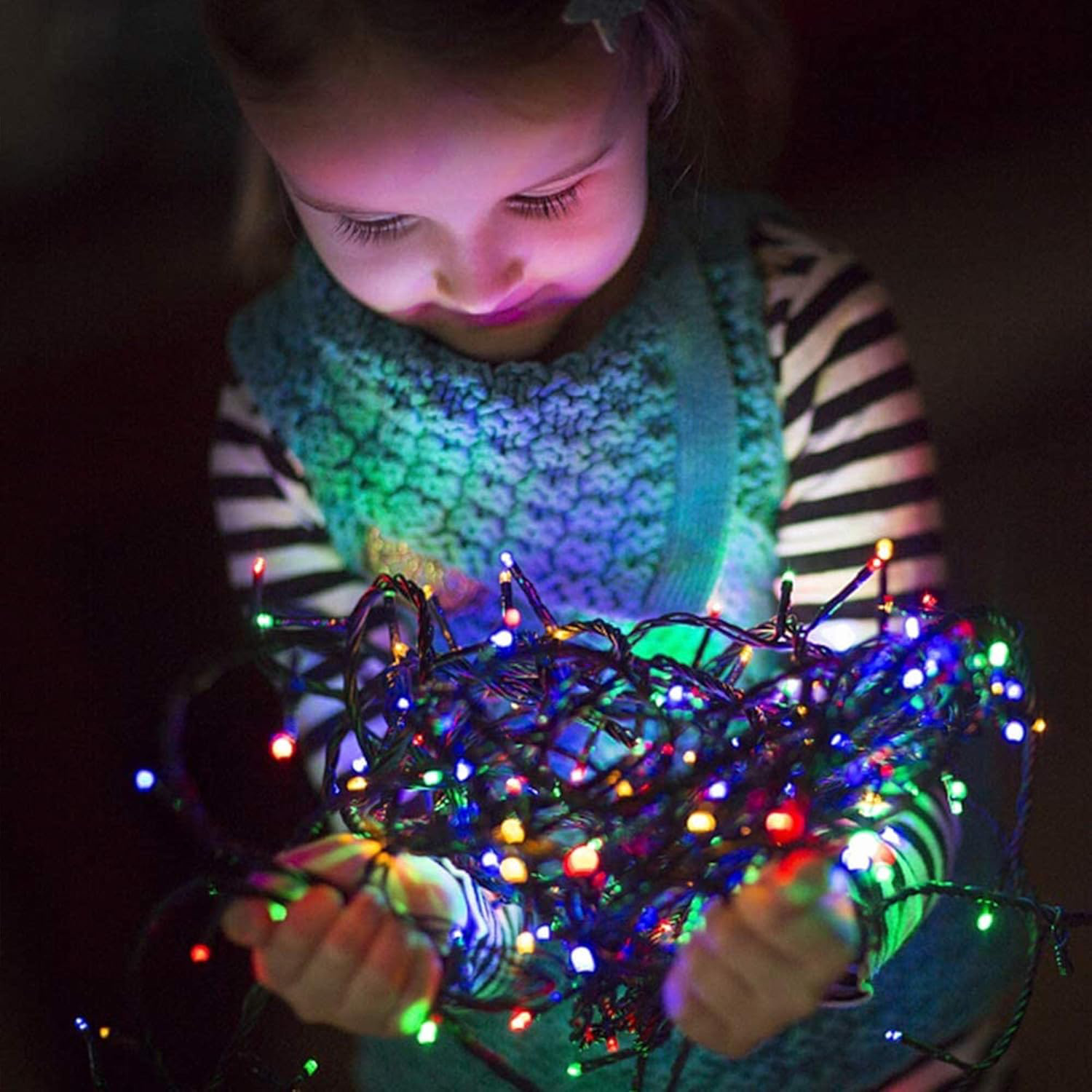 Instalație cu încărcare solară, 30m/300 LED, MULTICOLORĂ