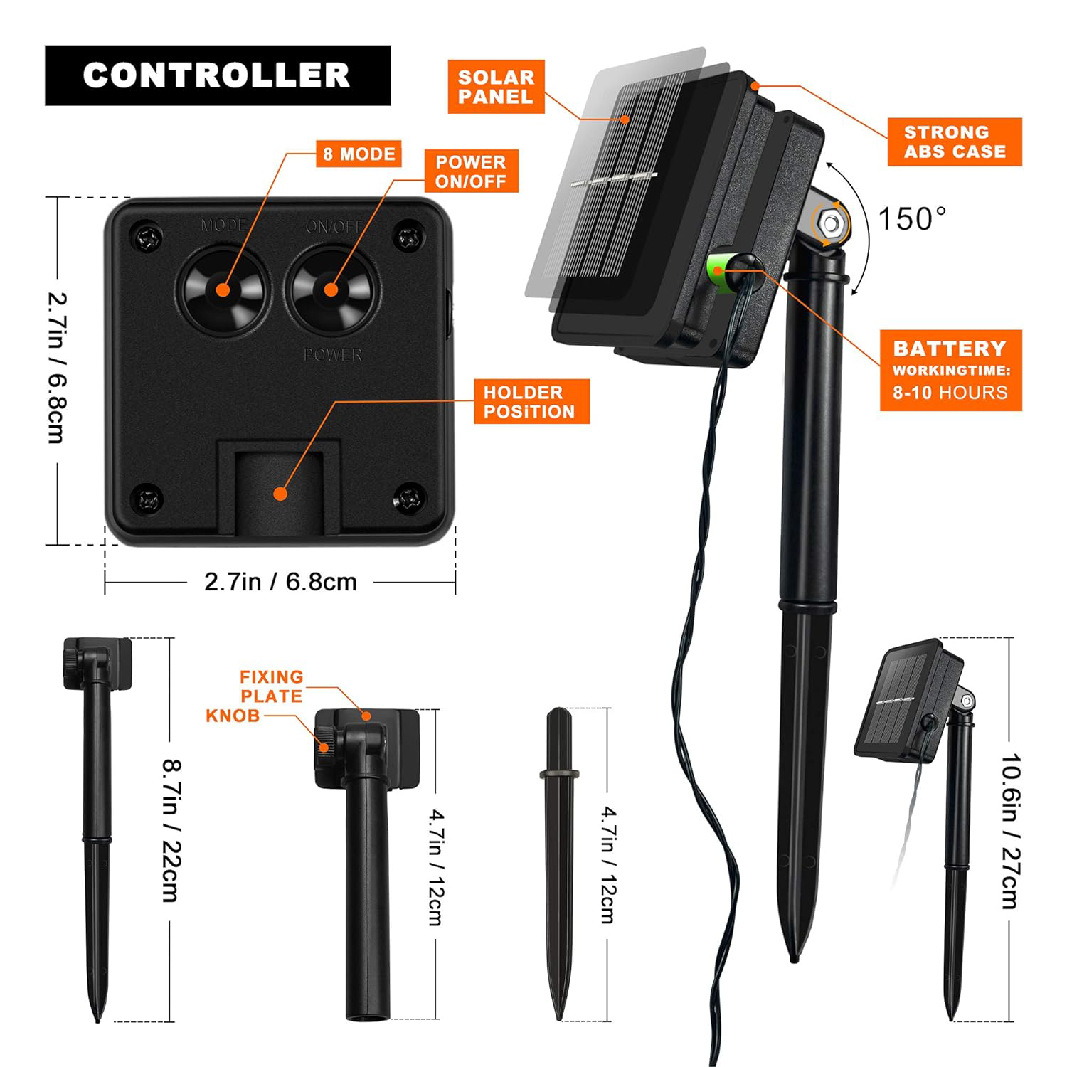 Instalație cu încărcare solară, 30m/300 LED, MULTICOLORĂ