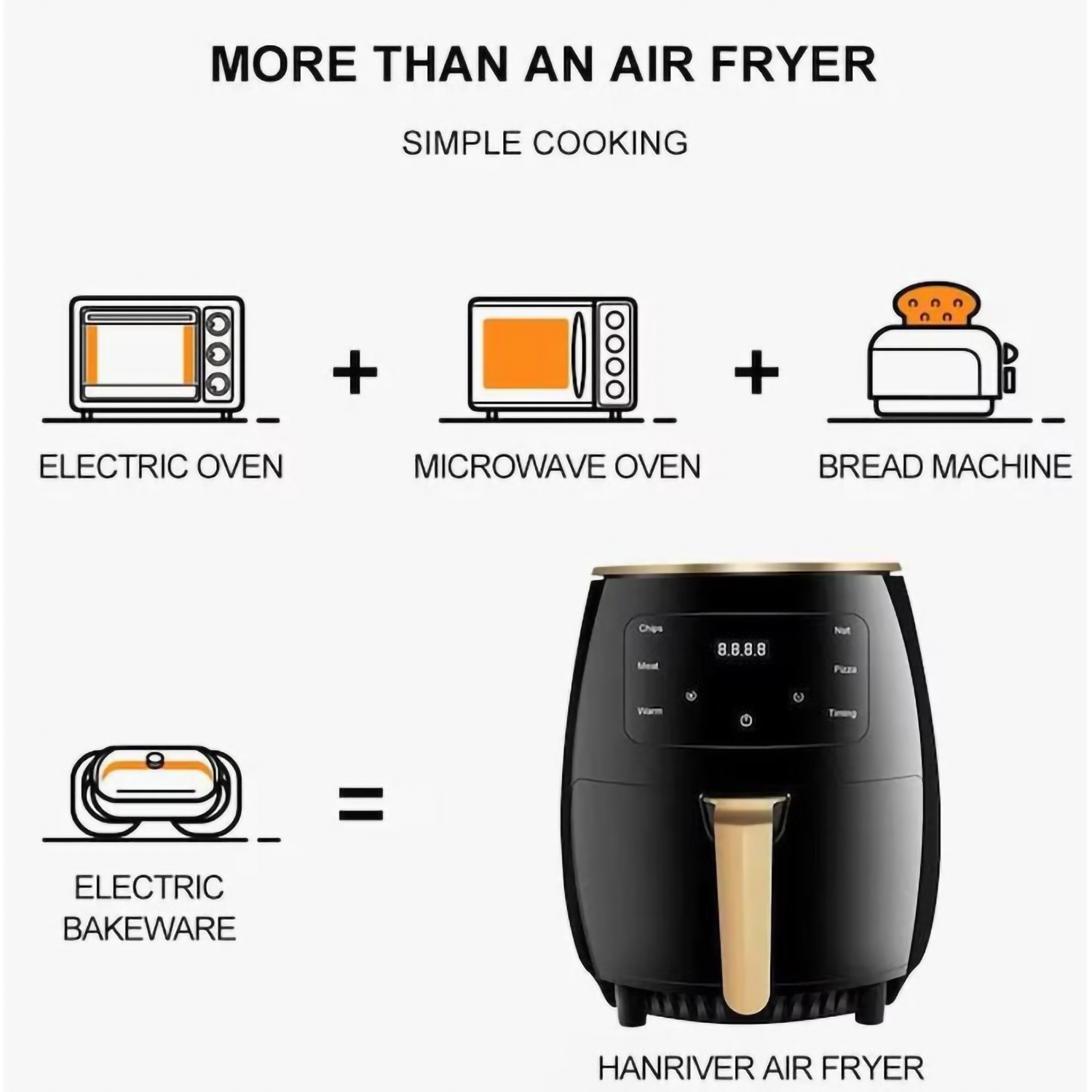 Air Frayer, 2400W, afișaj digital, LCD Touch control